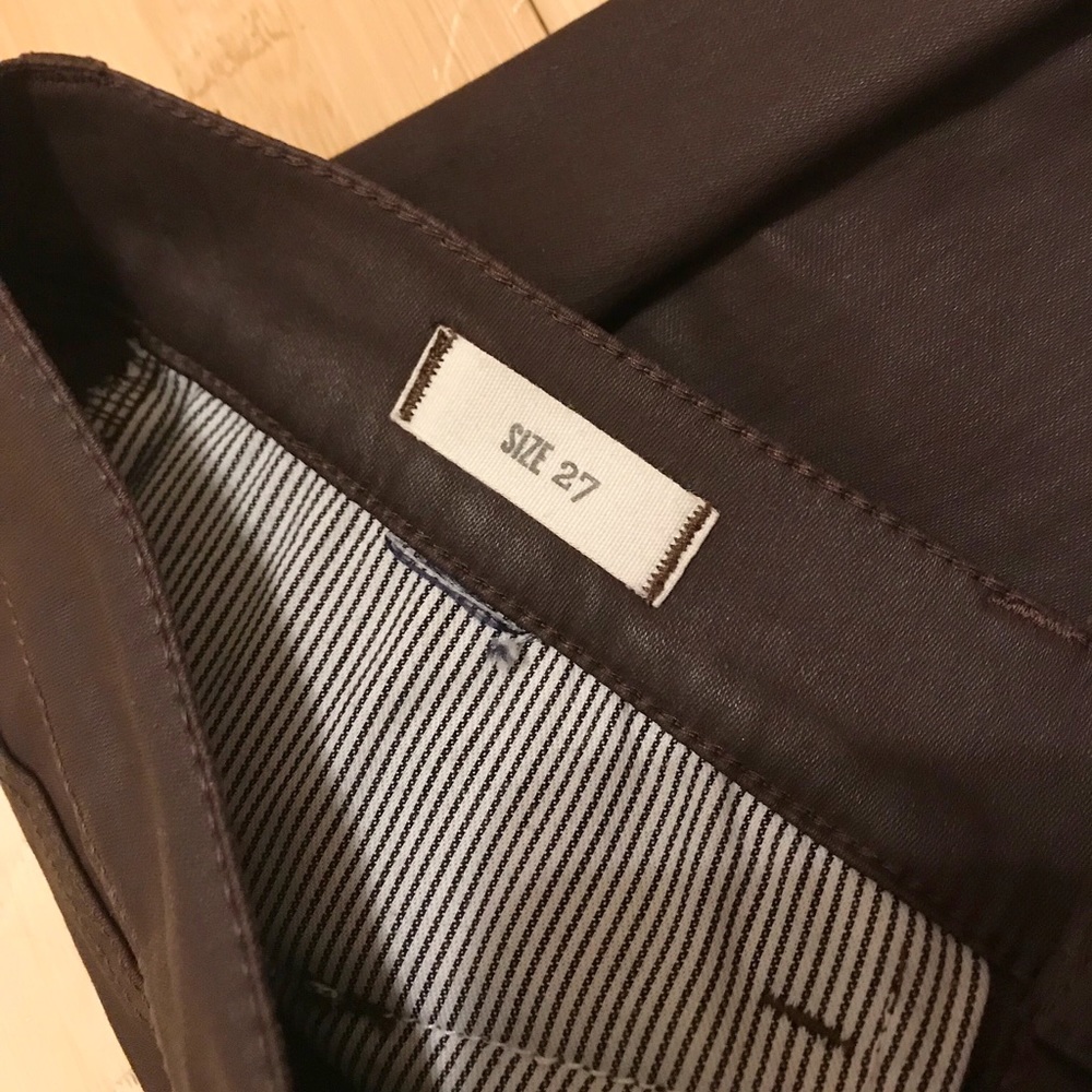 Madewell skinny coated motorcycle jeans in brown - Picture 5 of 7